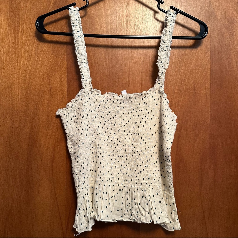 Patrons of Peace Tank Top Cream Blue Teal Medium